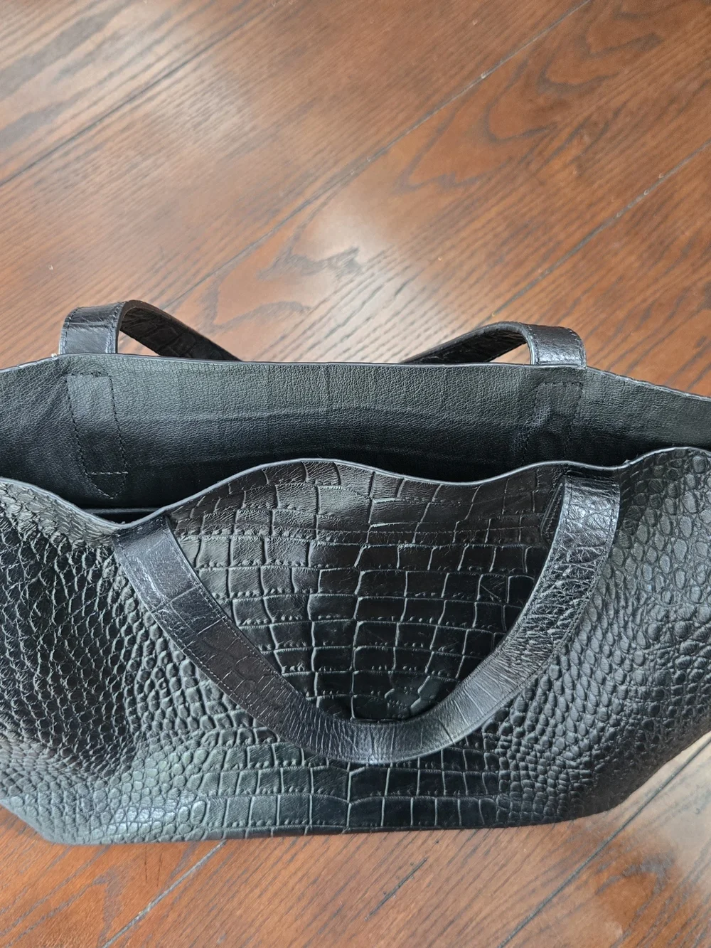 Cuyana Classic Structured Tote Croco With Leather Insert